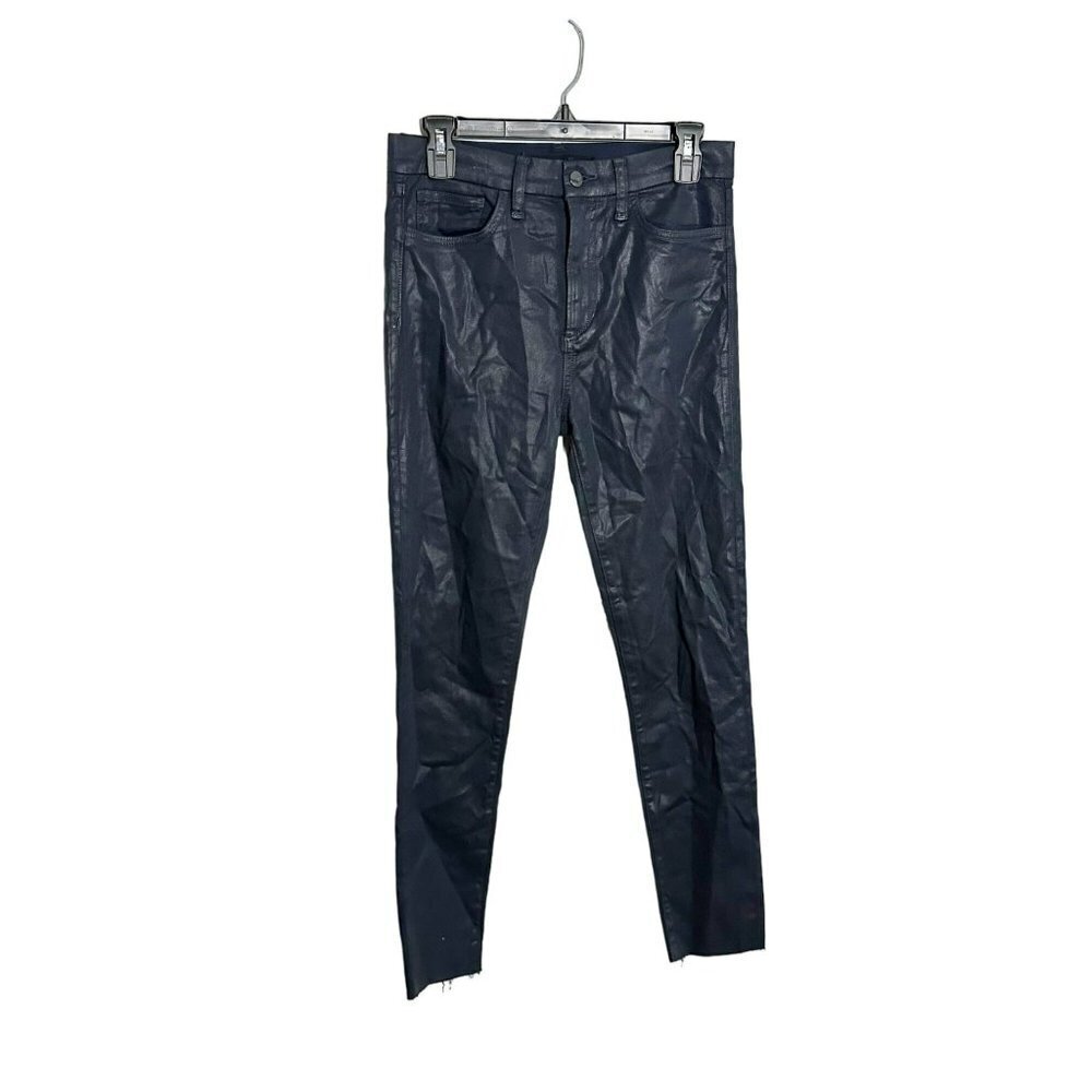 Joe's Jeans The Charlie High Rise Skinny Ankle Coated Jean Blue Raw Hem Size 28